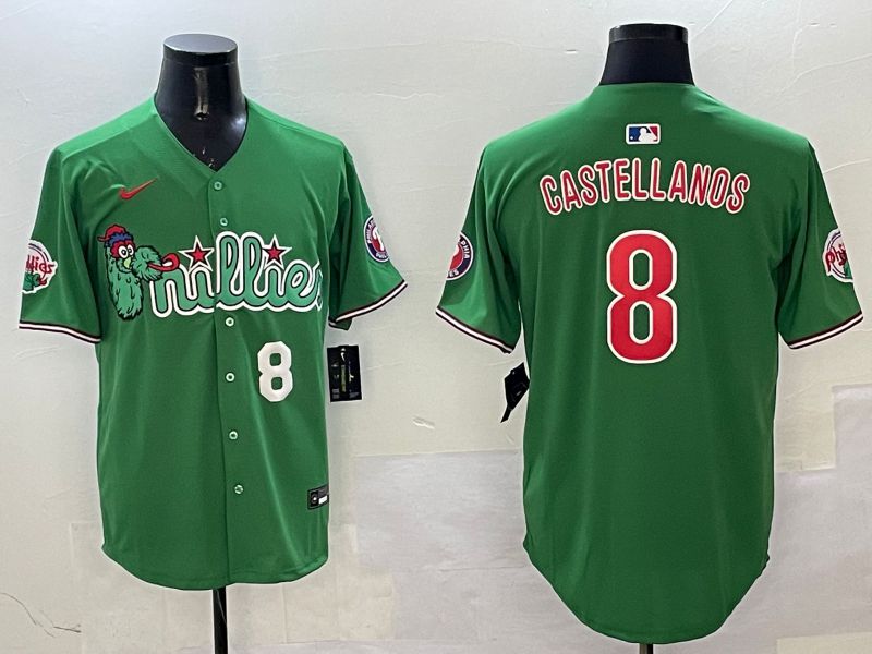 Men Philadelphia Phillies #8 Castellanos Green Three generations Joint Name Game 2025 Nike MLB Jersey style 5